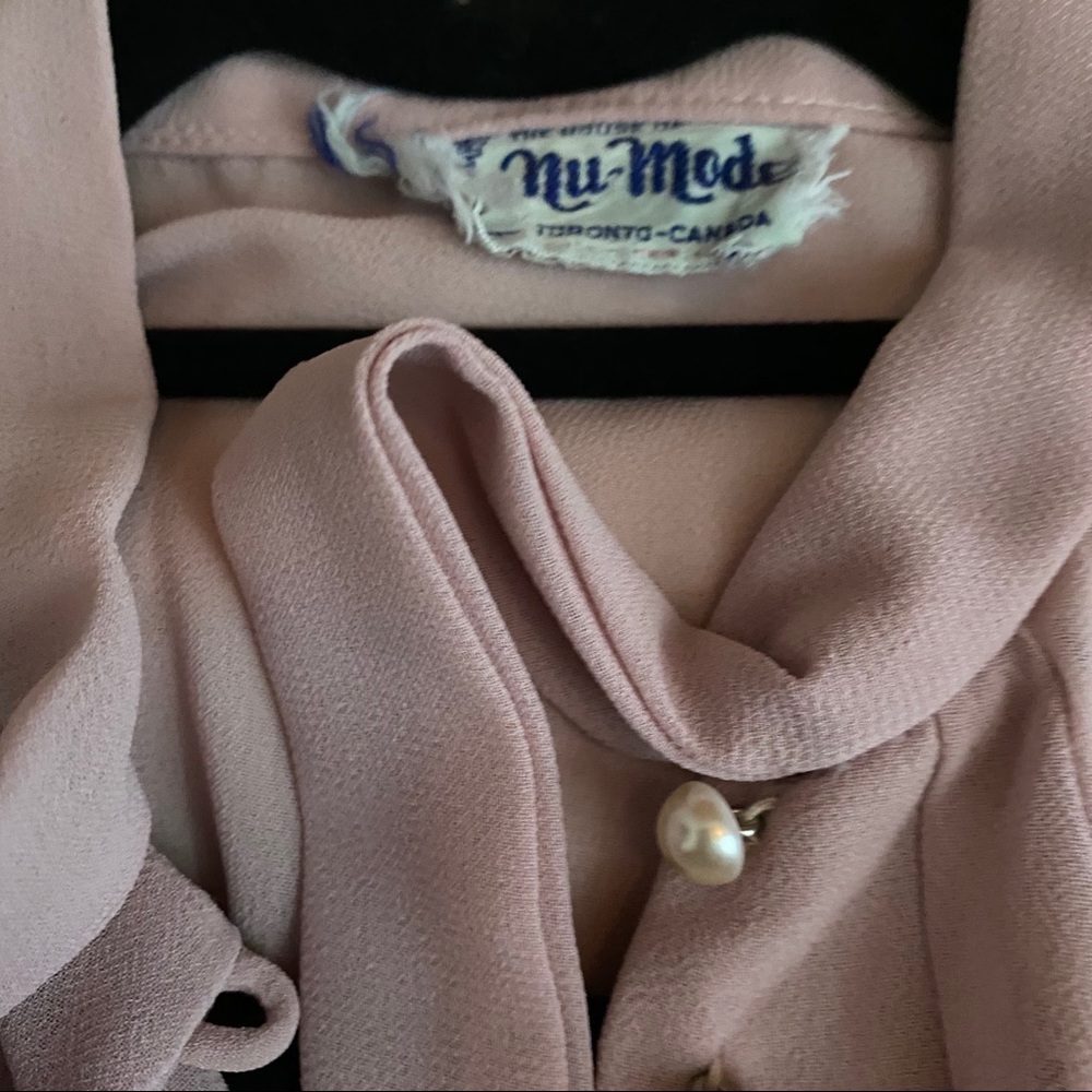 Vintage Nu Mode Sheer Pink High neck tie Dress Isabel Marant Doen Totokaelo Med - Picture 4 of 6